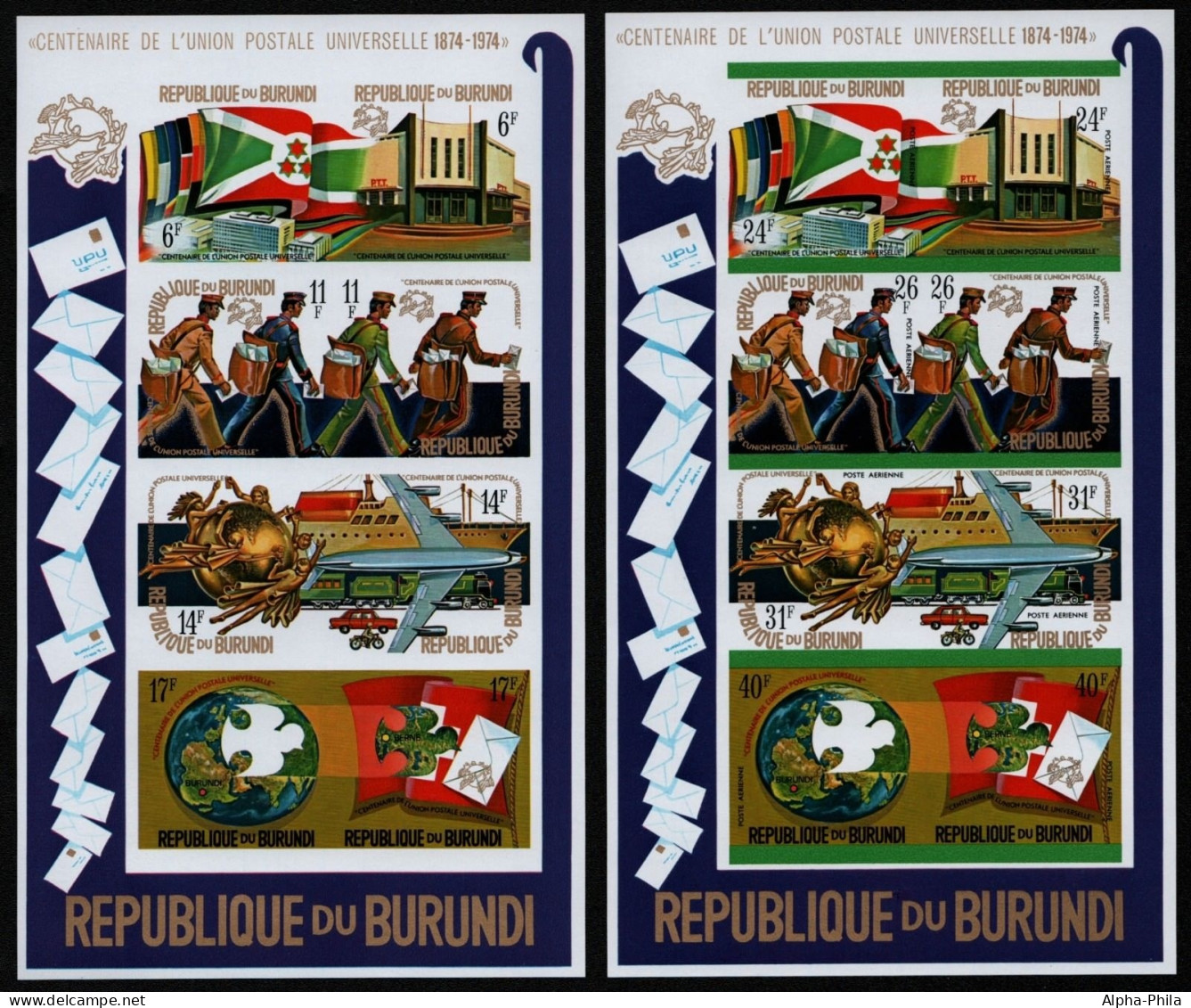 Burundi 1974 - Mi-Nr. Block 79-80 B ** - MNH - Imp. - UPU - Nuevos