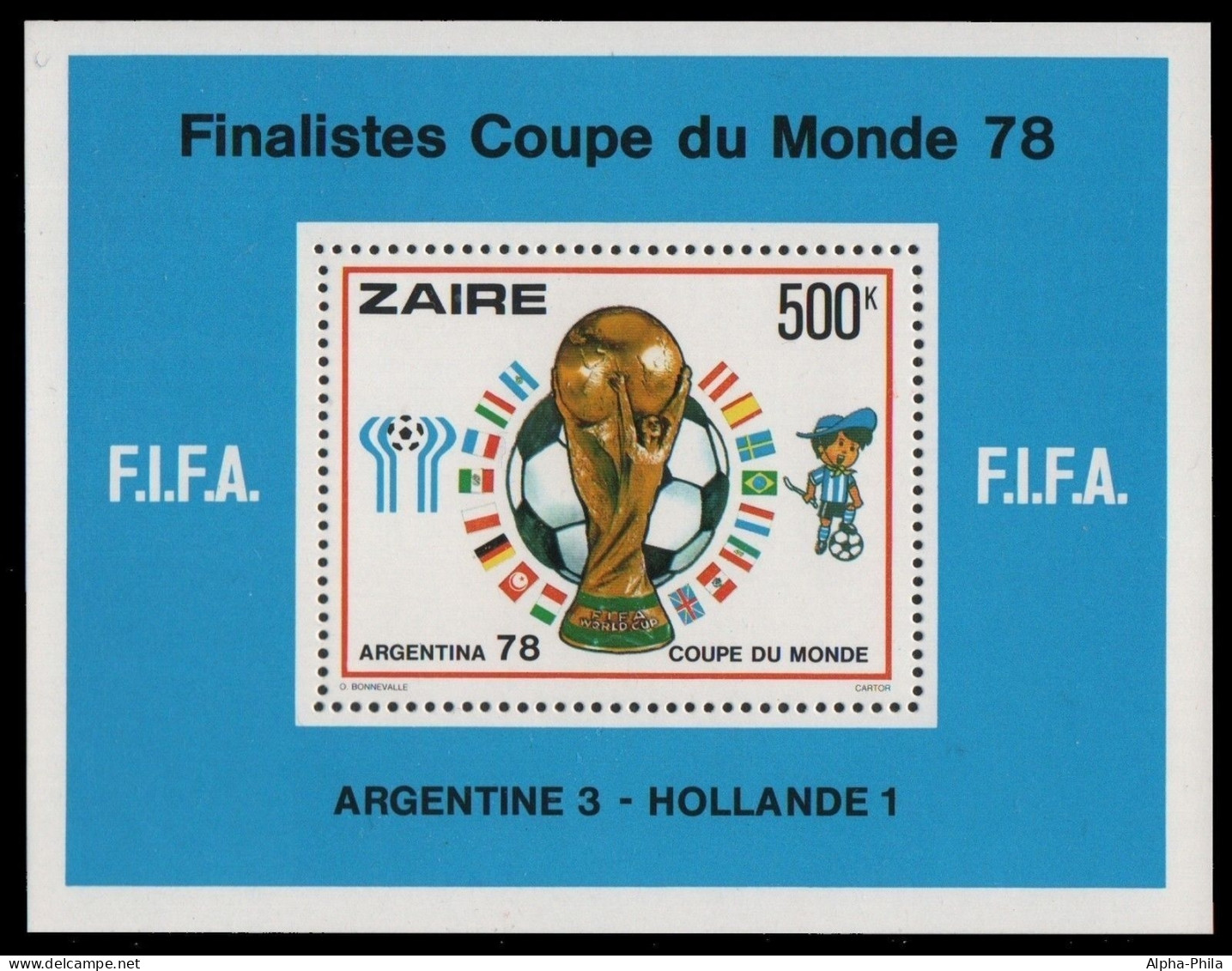 Kongo-Zaire 1978 - Mi-Nr. Block 19 ** - MNH - Fußball / Soccer - Nuevos