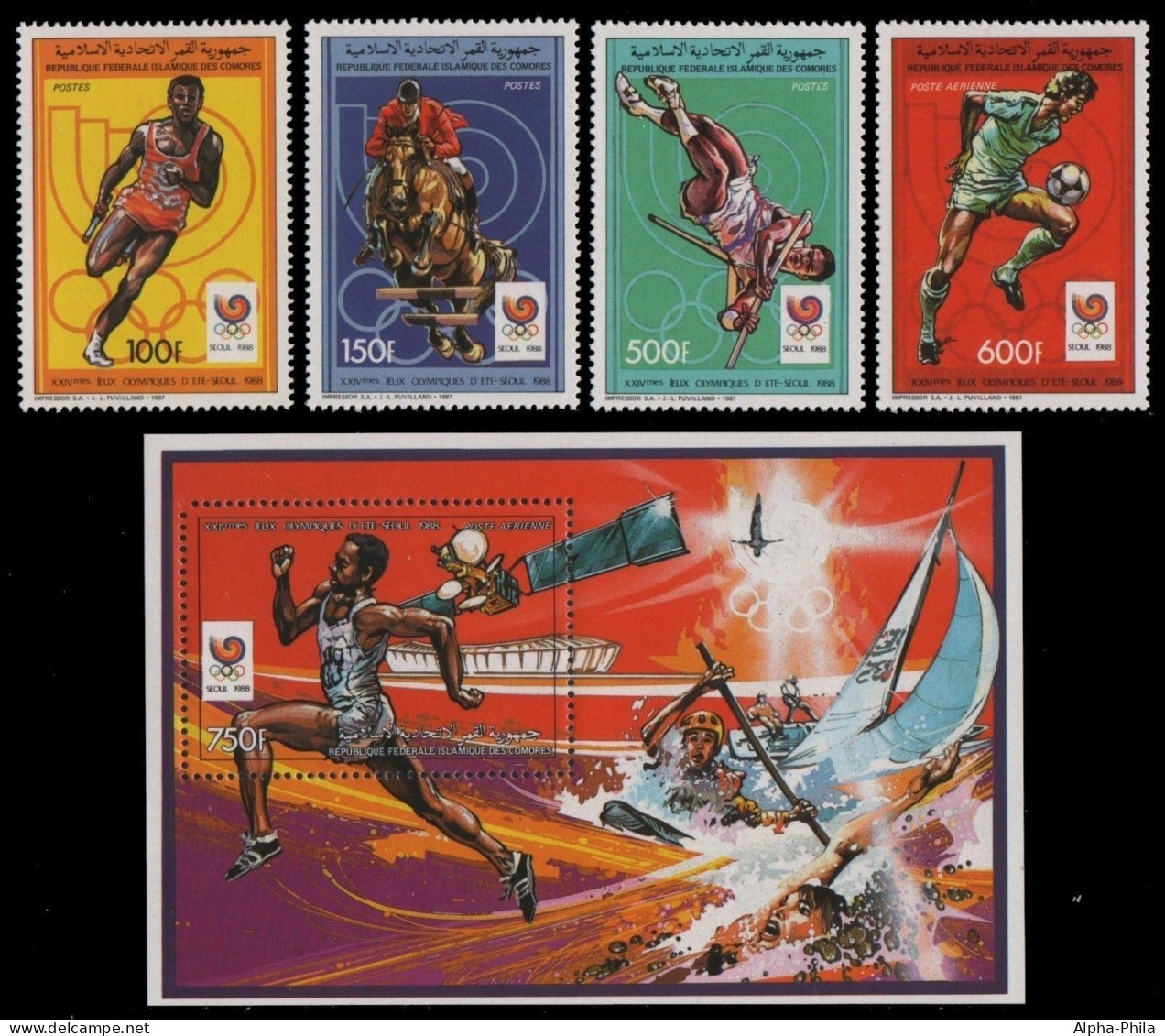 Komoren 1988 - Mi-Nr. 812-815 A & Block 249 A ** - MNH - Olympia Seoul - Comores (1975-...)