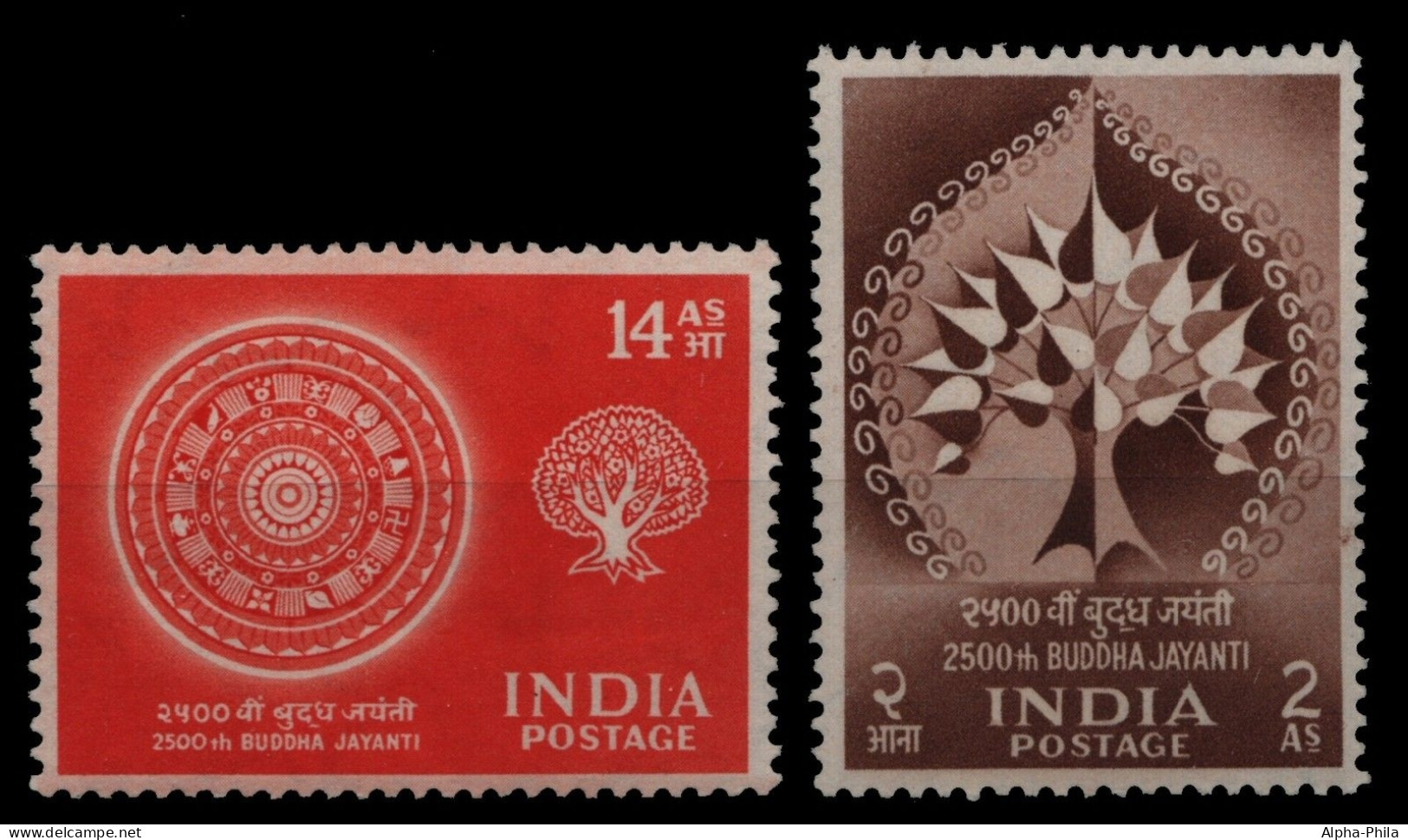 Indien 1956 - Mi-Nr. 256-257 ** - MNH - Buddha - Ongebruikt