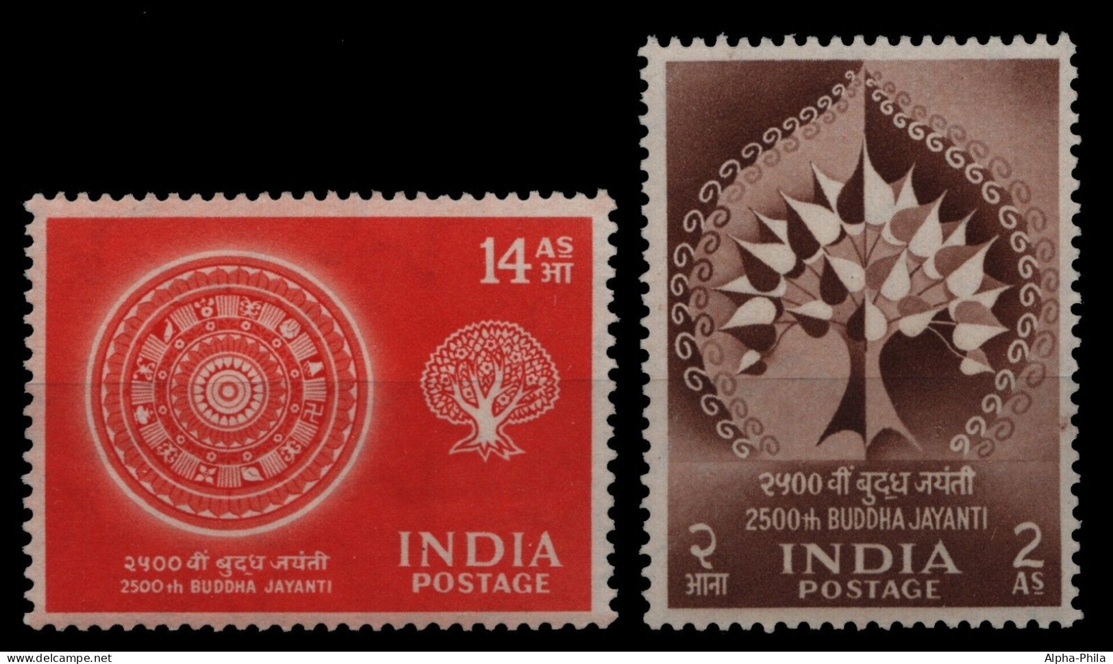 Indien 1956 - Mi-Nr. 256-257 ** - MNH - Buddha - Unused Stamps