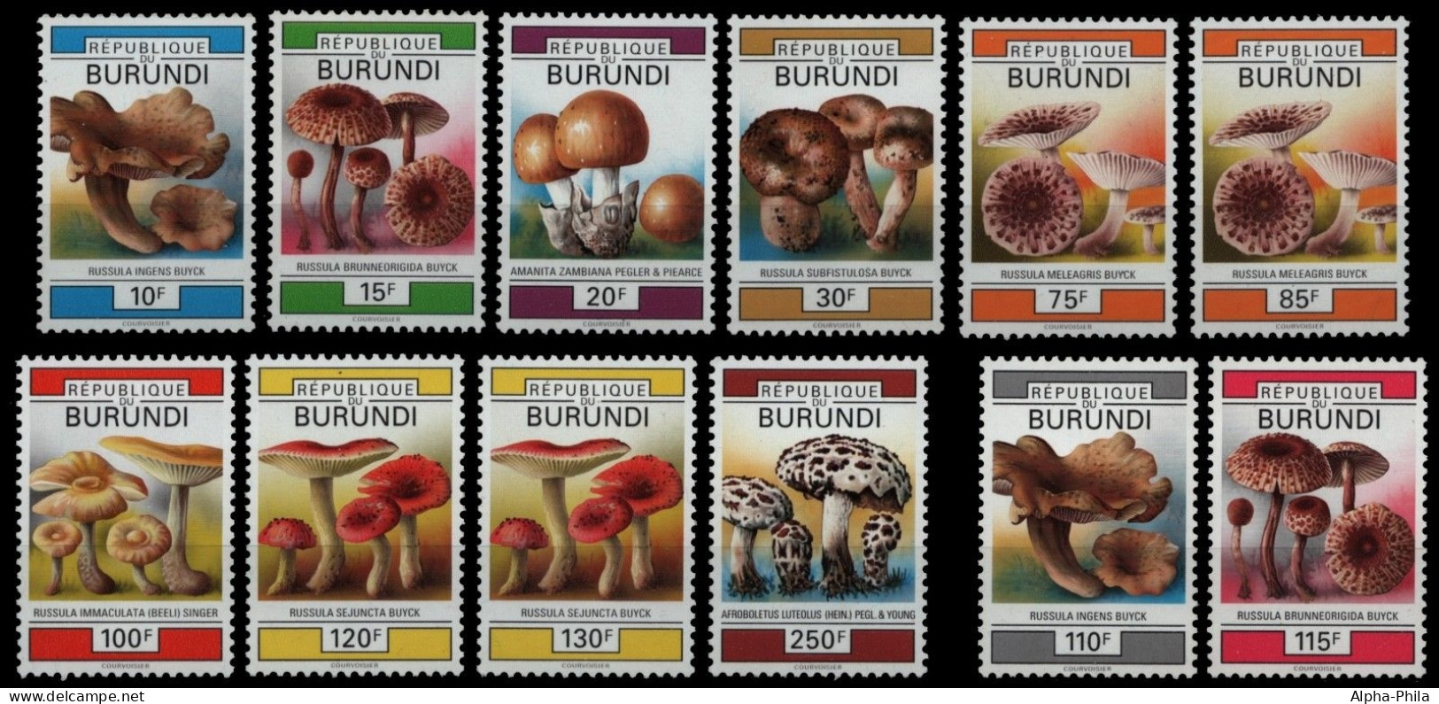 Burundi 1992 - Mi-Nr. 1746-1755 & 1778-1779 ** - MNH - Pilze / Mushrooms - Neufs