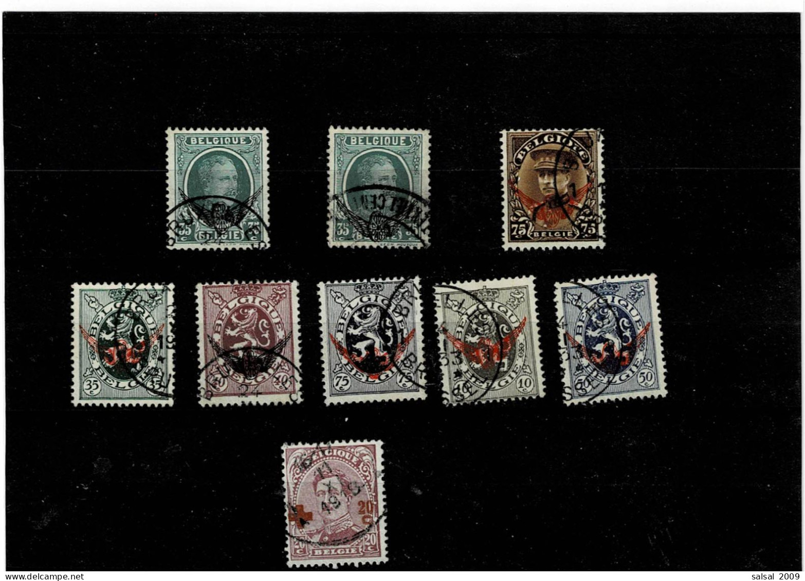 BELGIO ,9 Pezzi Usati ,qualita Splendida - 1929-1937 Heraldieke Leeuw