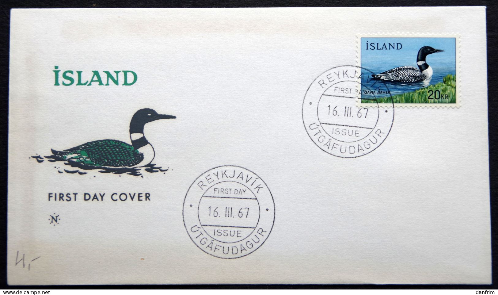 Iceland 1967   BIRDS Minr.408  FDC    ( Lot 3088) - FDC