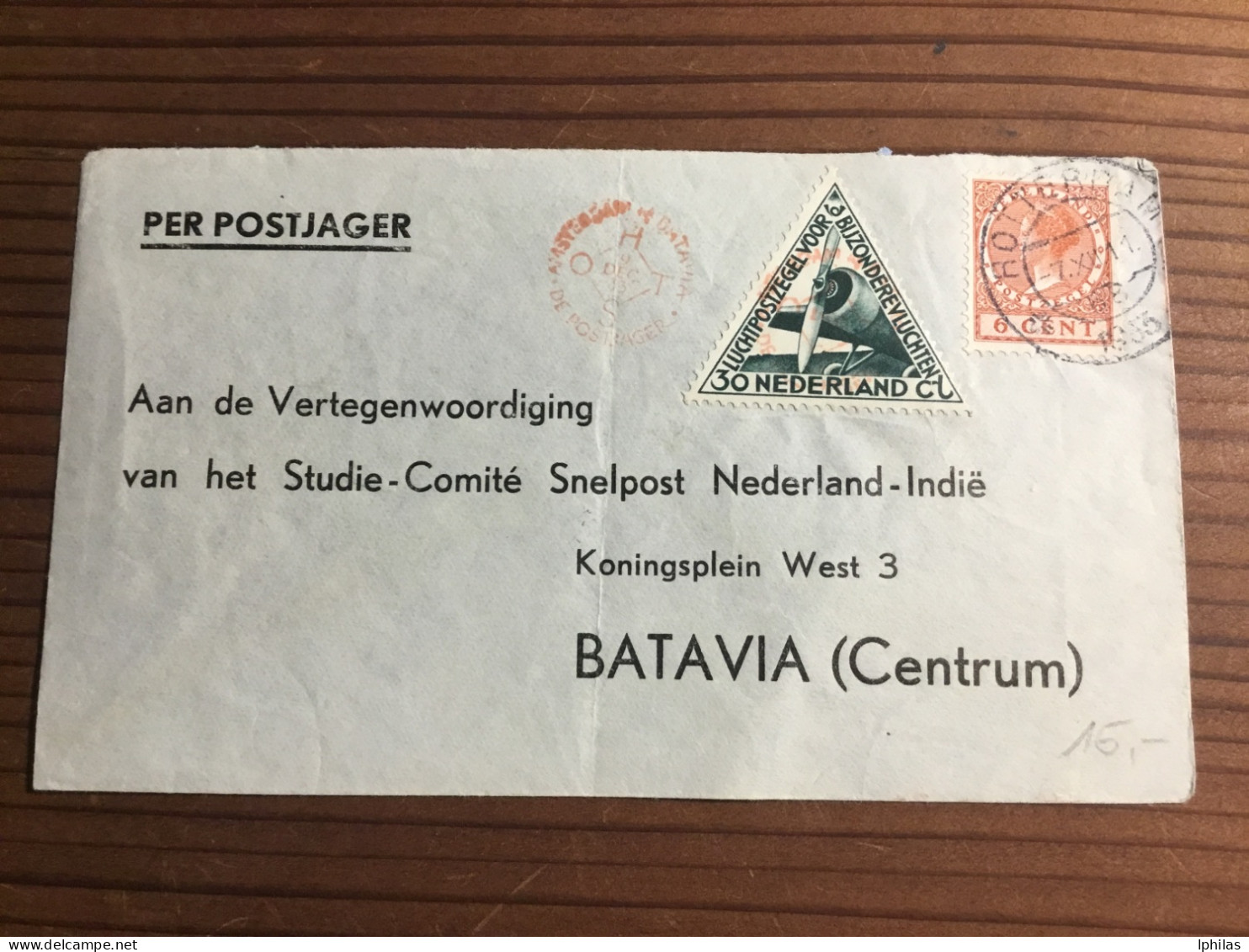 Niederlande Per Postjaeger Snelpost 1933 Nach BATAVIA - Poste Aérienne