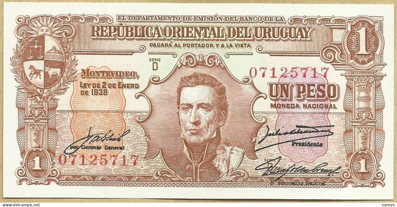 Uruguai - 1 Peso 1939 - Uruguay