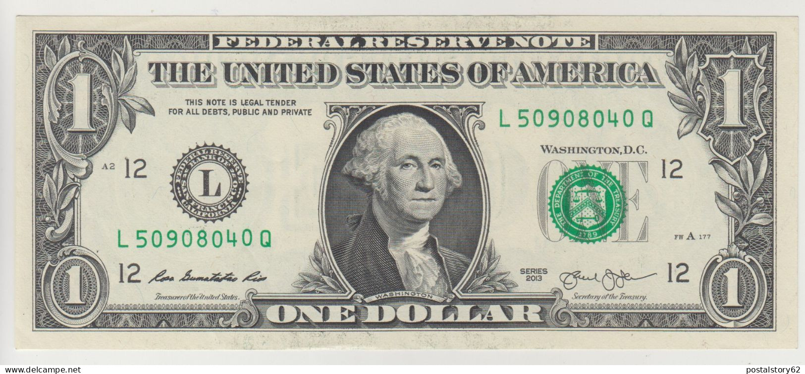 Stati Uniti, San Francisco. California: Banconota Da 1 Dollar 2013 QFDS - Federal Reserve Notes (1928-...)