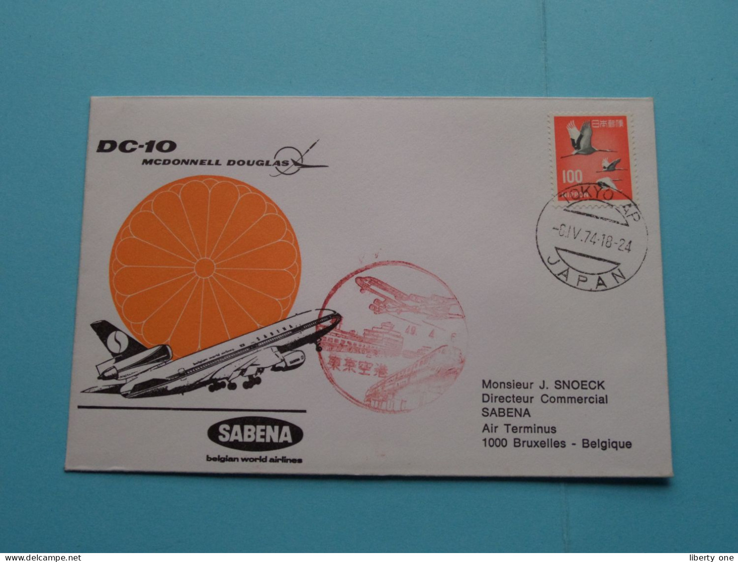 SABENA - DC-10 Mc Donnell Douglas >>> J. SNOECK Bruxelles > 1974 Japan ( Voir / See Photo ) ! - Storia Postale