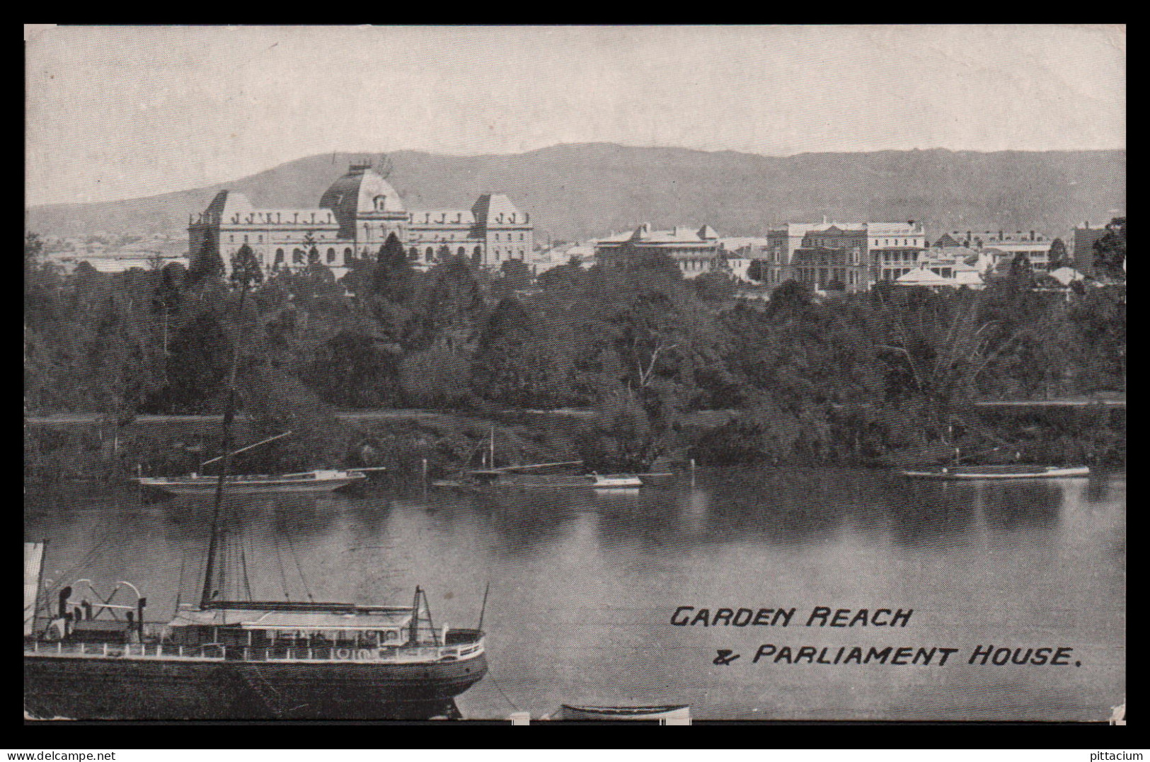 Australien 1910: Ansichtskarte  | Parlament, Fluss, Schiff | Roma, Edingburgh - Other & Unclassified