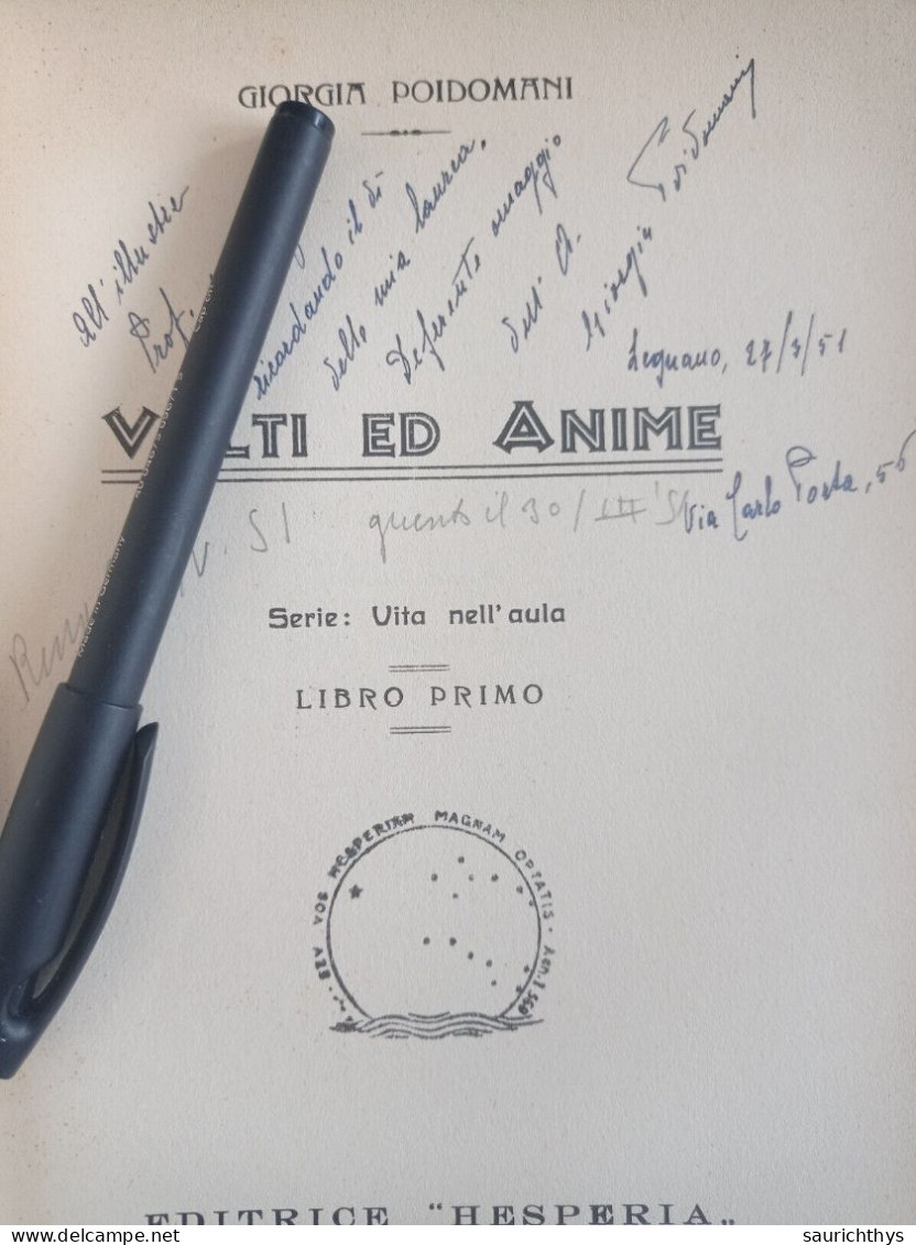 Volti Ed Anime Con Autografo Giorgia Poidomani Da Legnano 1951 Editrice Hesperia - Poésie