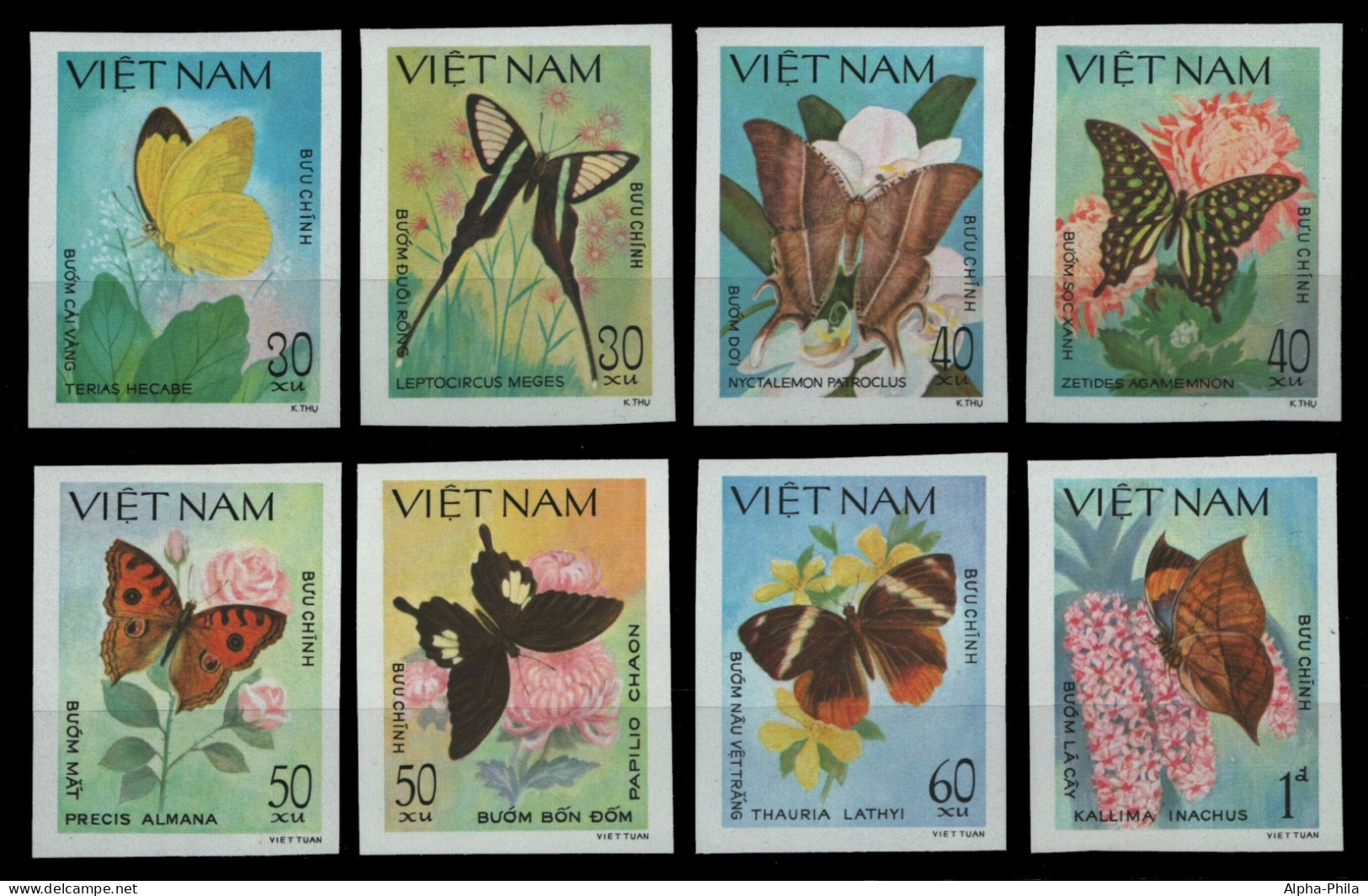 Vietnam 1983 - Mi-Nr. 1353-1360 U (*) - Ohne Gummi Verausgabt - Schmetterlinge - Viêt-Nam