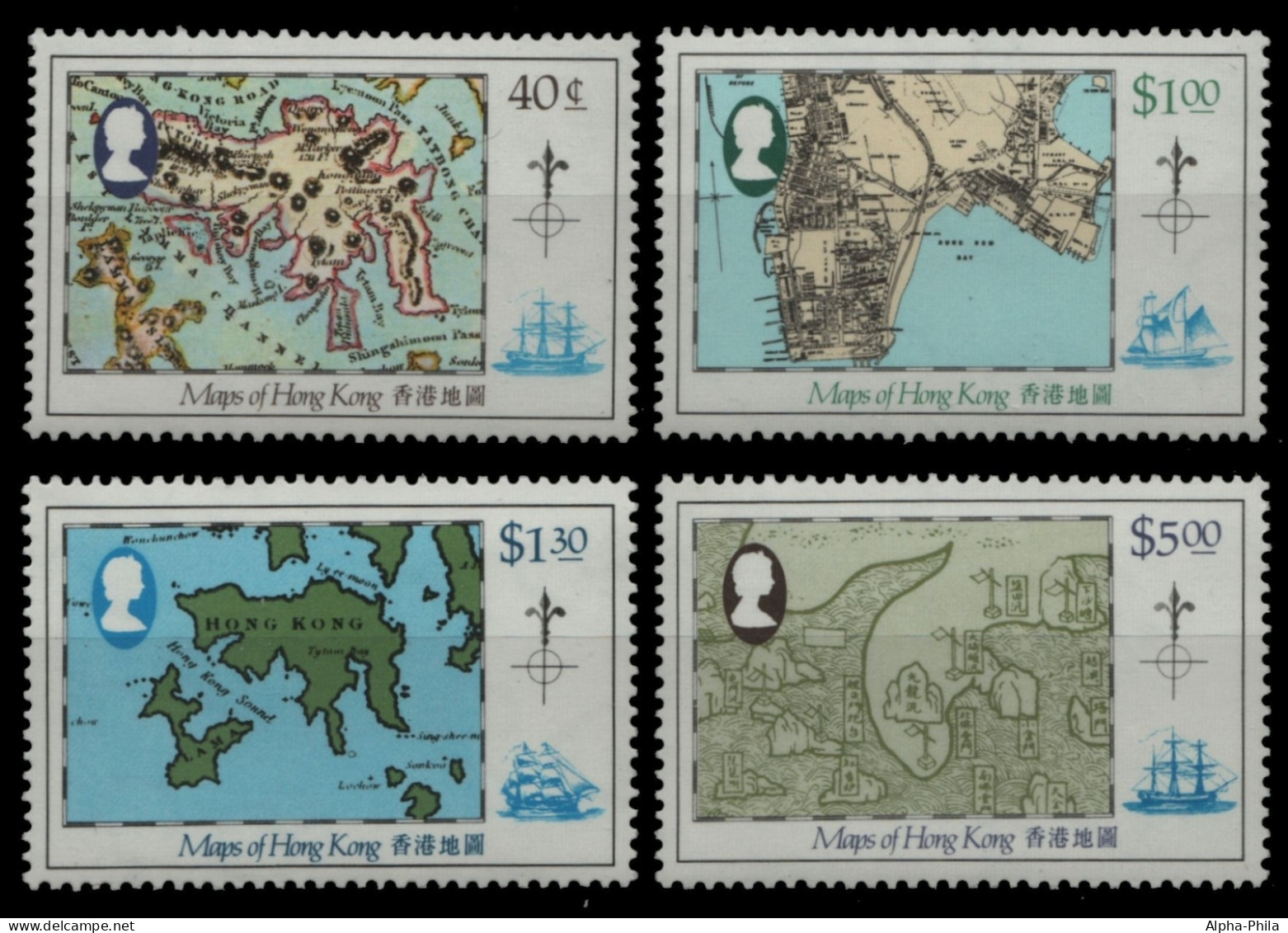 Hongkong 1984 - Mi-Nr. 427-430 ** - MNH - Landkarten / Maps - Nuovi