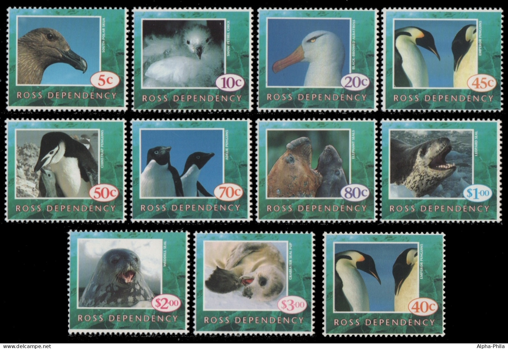 Ross-Gebiet 1994/95 - Mi-Nr. 21-30 & 31 ** - MNH - Vögel, Robben / Birds, Seals - Unused Stamps