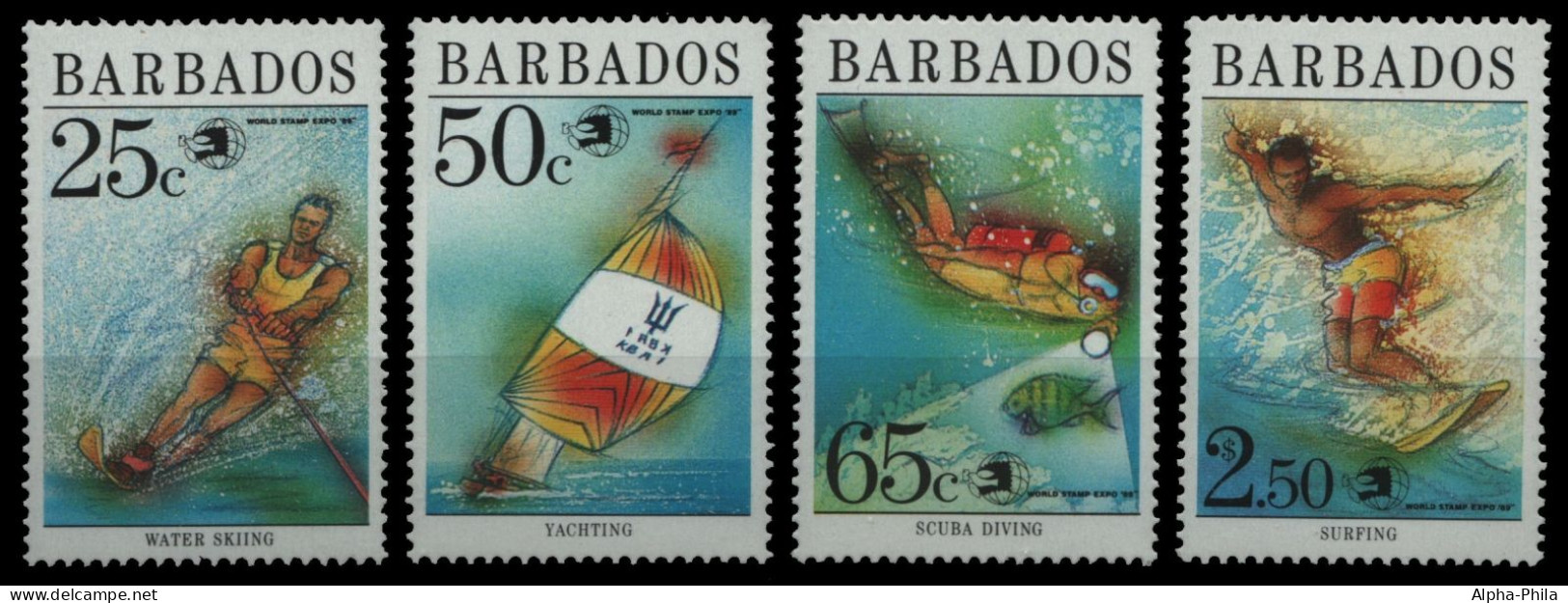 Barbados 1989 - Mi-Nr. 743-746 ** - MNH - Wassersport - Barbades (1966-...)