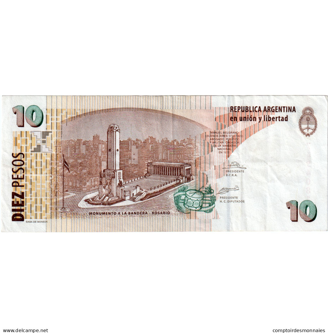 Billet, Argentine, 10 Pesos, 2002-2003, KM:354, TTB - Argentine