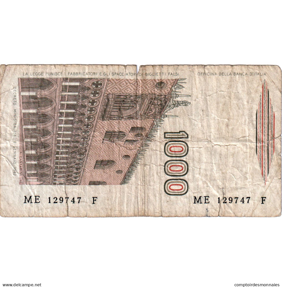 Billet, Italie, 1000 Lire, 1982, 1982-01-06, KM:109b, TB - 1000 Liras