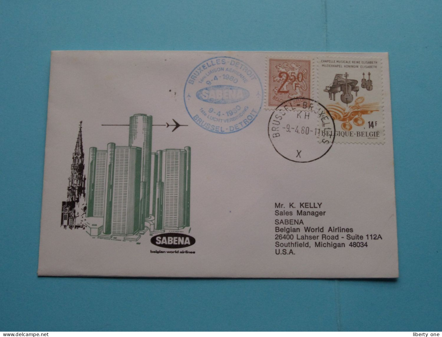 SABENA - DETROIT > Brussels >> K. KELLY Michigan > 1980 USA ( Voir / See Photo ) ! - 1971-1980