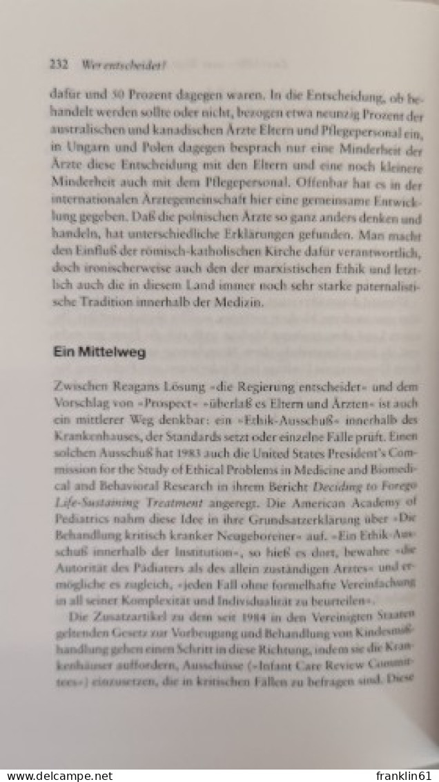 Muss Dieses Kind Am Leben Bleiben?  Das Problem Schwerstgeschädigter Neugeborener. - Health & Medecine