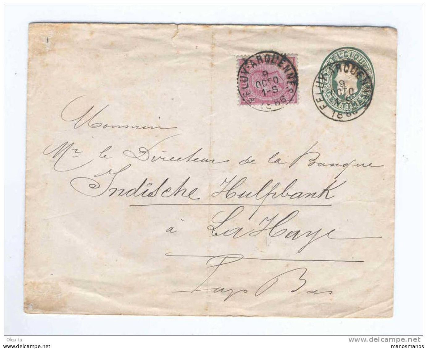 Enveloppe + TP 46 FELUY ARQUENNES 1886 Vers LA HAYE - TARIF PREFERENTIEL NL à 20 C  --  B4/611 - Omslagen