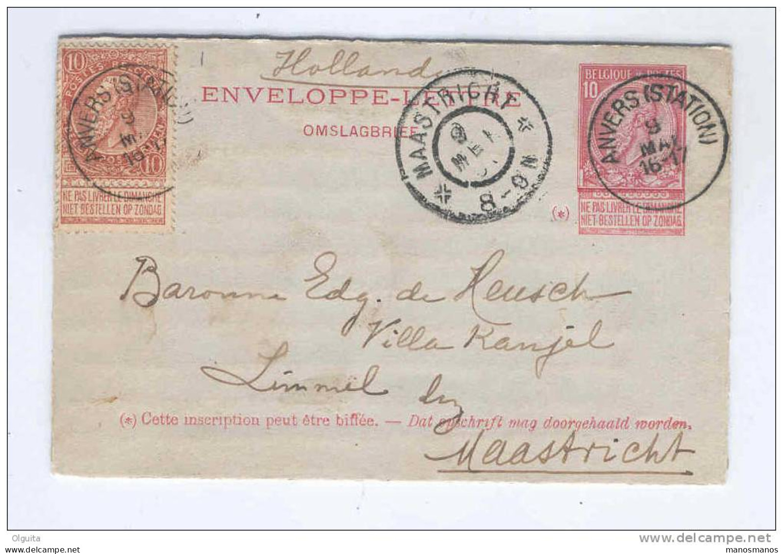 Enveloppe-Lettre Type TP No 46 En MIXTE TP Fine Barbe ANVERS 1900 Vers LIMMEL MAASTRICHT - TARIF PREFER. NL  --  B4/599 - Letter Covers