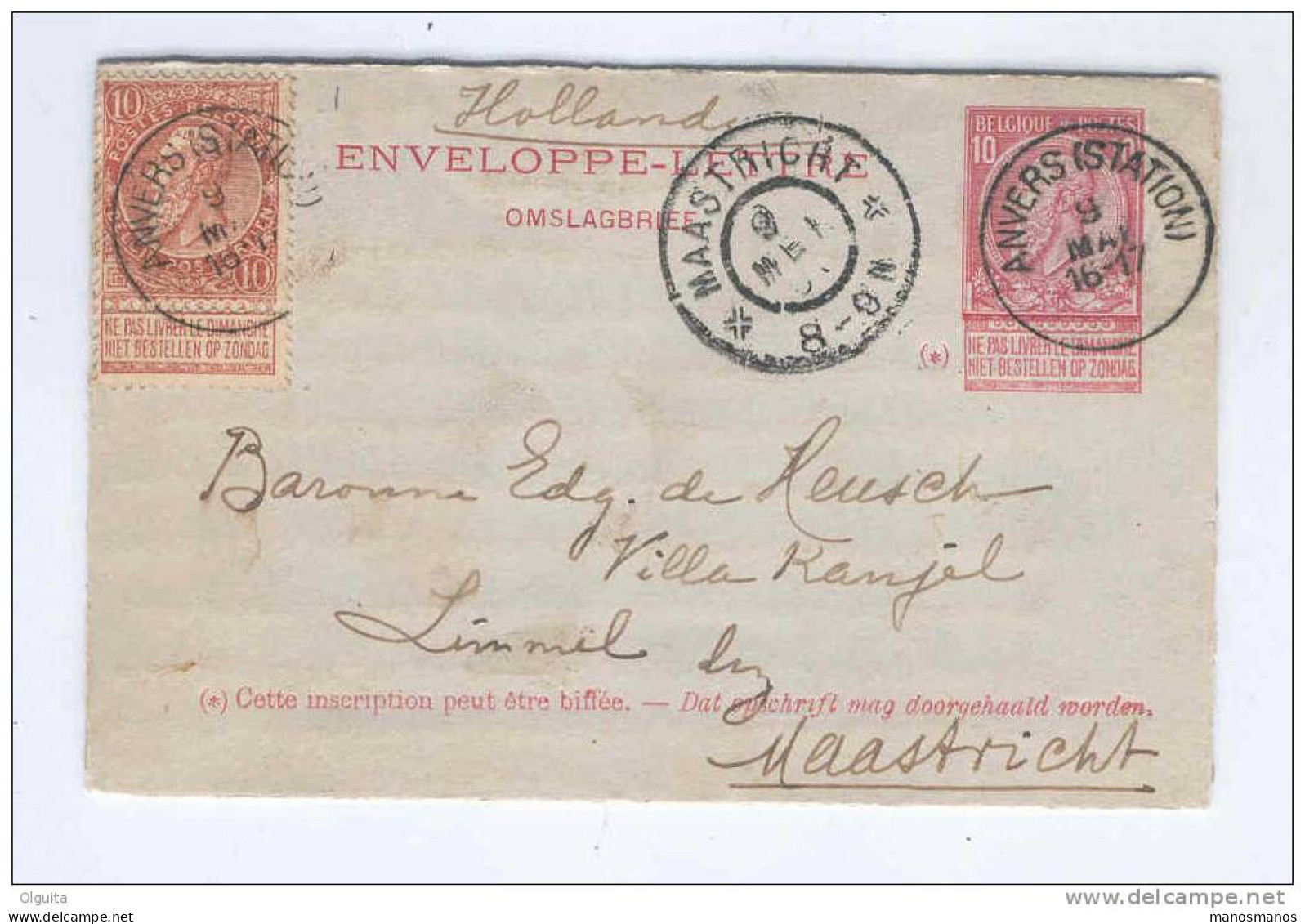 Enveloppe-Lettre Type TP No 46 En MIXTE TP Fine Barbe ANVERS 1900 Vers LIMMEL MAASTRICHT - TARIF PREFER. NL  --  B4/599 - Enveloppes-lettres