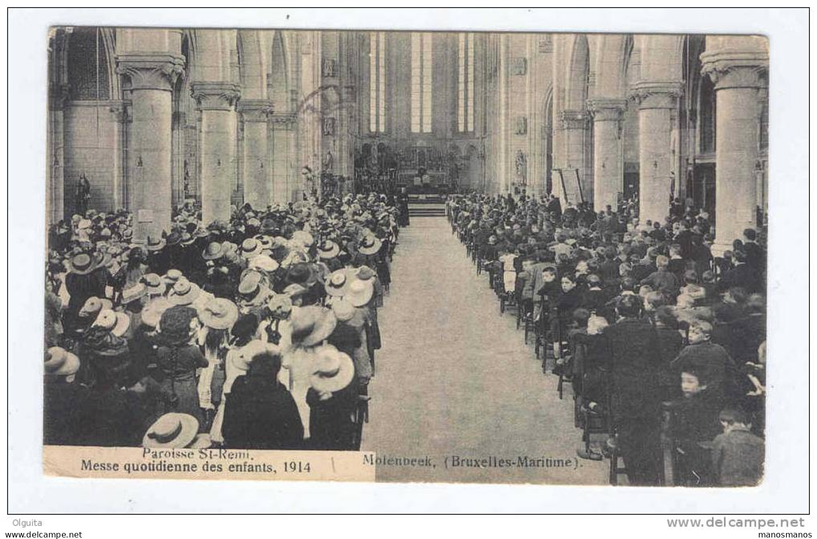 MOLENBEEK ST JEAN - Carte Paroisse St Remy - Messe Quotidienne Des Enfants En 1914  -- B3/804 - St-Jans-Molenbeek - Molenbeek-St-Jean