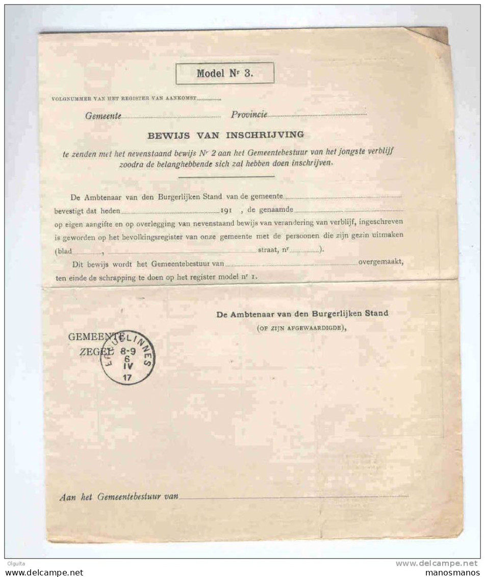 Lettre De Service En FRANCHISE - Changement De Résidence Esther Doumont - LOBBES 1917  Vers ERQUELINNES  --  B1/441 - Franchise