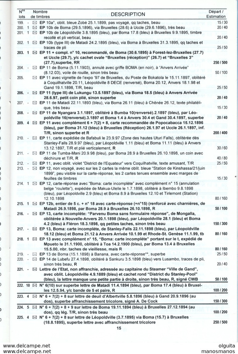 941/25 - CONGO BELGE, Catalogues Vente Collection Du Four , OMPHI 27/4/2002 , 2 Fascicules 740 Lots + Photos , Etat NEUF - Catálogos De Casas De Ventas