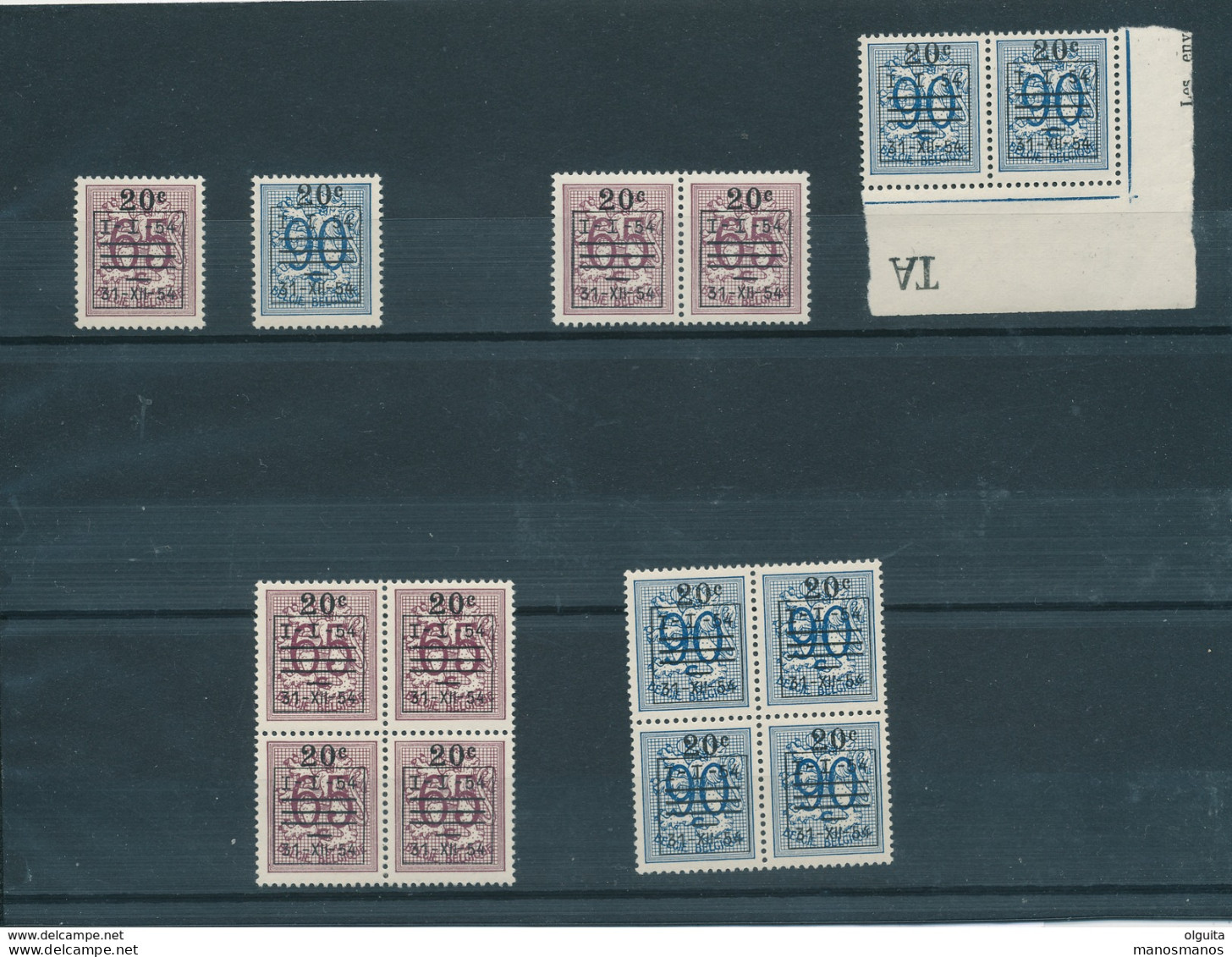 YY107 - 7 X Lion Héraldique 941/942 - COB 21 EUR - Neufs Sans Charnière - 1951-1975 Lion Héraldique