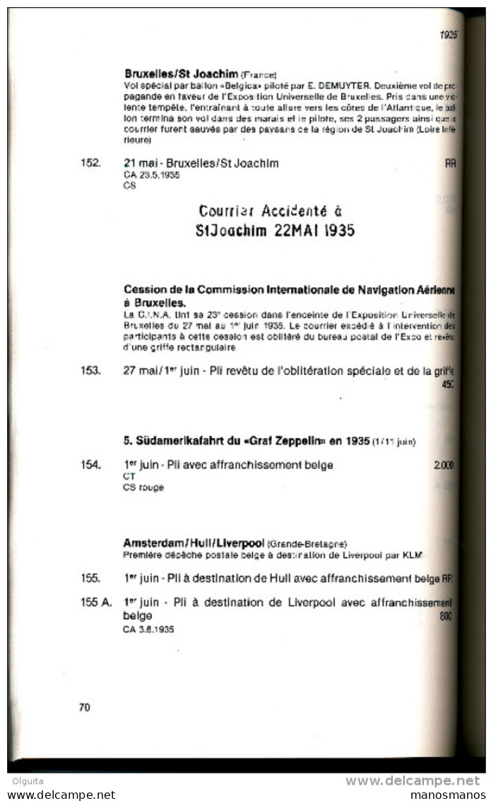 LIVRE Catalogue De L' Aérophilatélie Belge , Par Emile Vandenbauw , 314 P. , 1982 , TB Etat   --  15/263 - Posta Aerea E Storia Aviazione