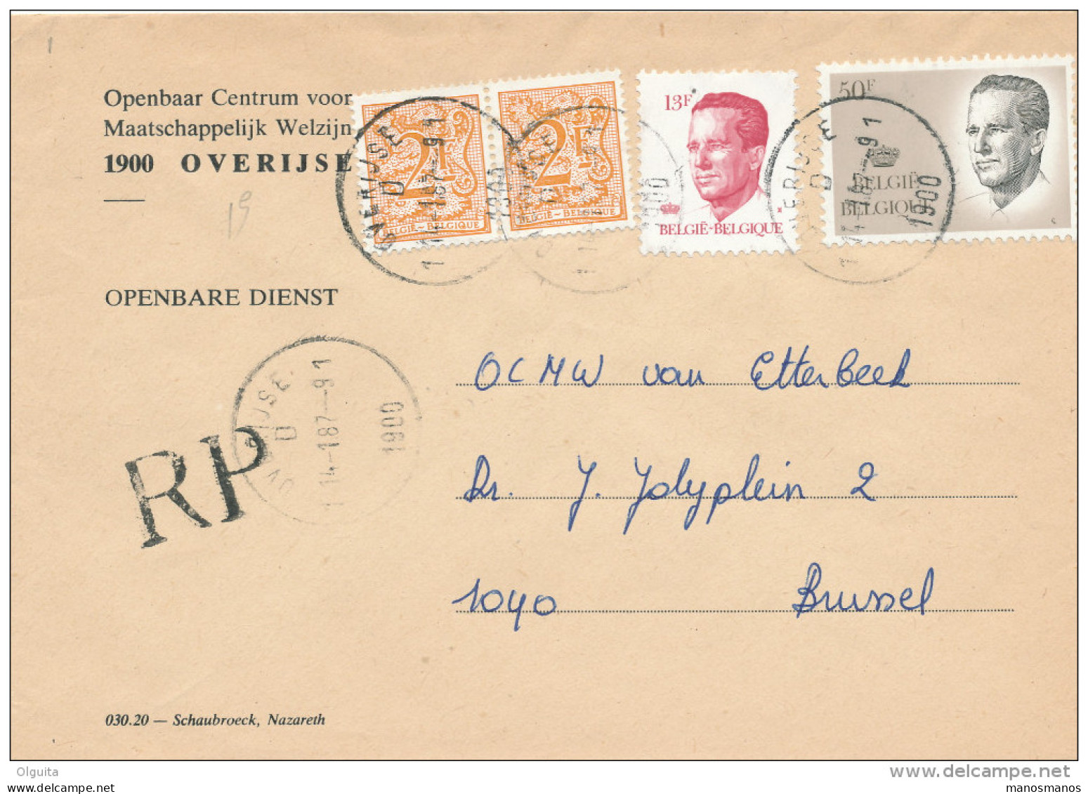 Collection OVERIJSE - Lettre En RP TP Velghe 1987 Vers Brussel  --  23/120 - 1981-1990 Velghe