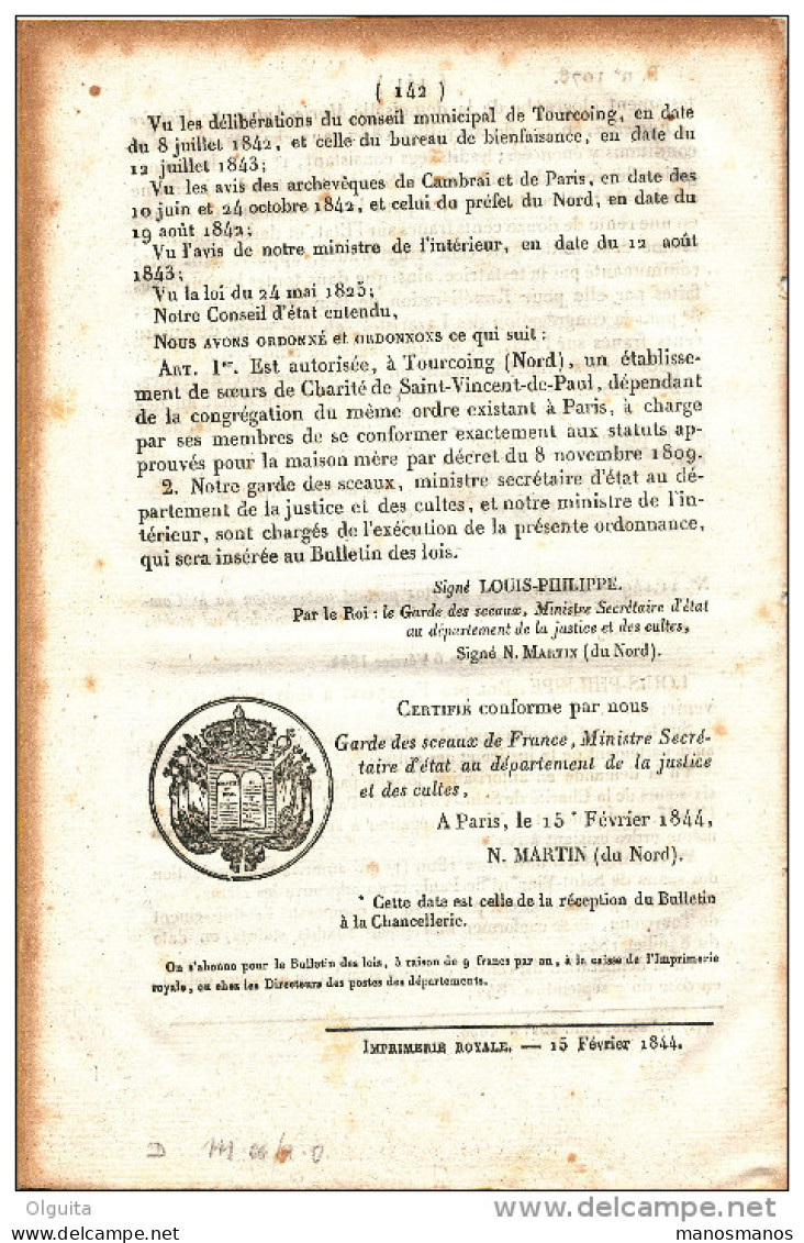 Bulletins Des Lois - Service Des Postes Entre France Et Autriche En 1825 (5 Pg) Et 1844 ( 21 Pg)  --  15/206 - Prefilatelie