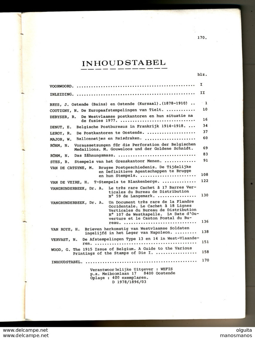 986/25 --  WEFIS Lustrumnummer , Diverse Artikelen , Zie Inhoudstabel , 1978 , 170 Blz. - Nederlands (vanaf 1941)