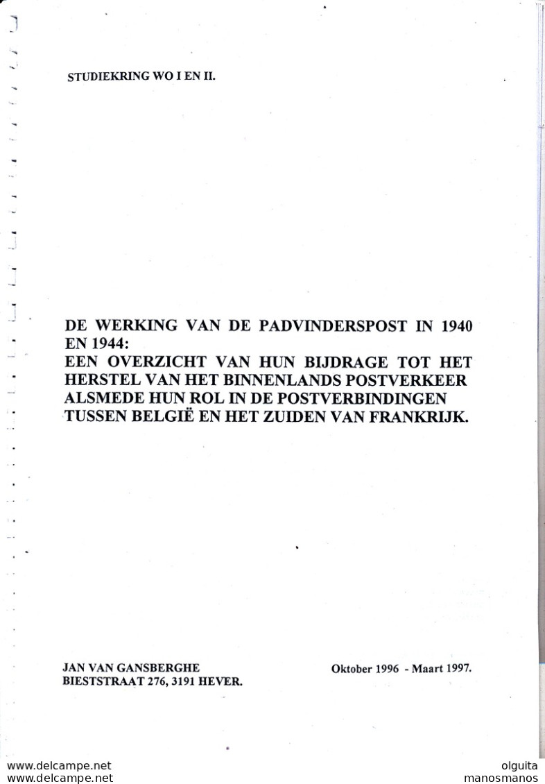 980/25 --  BELGIE Artikel , Werking Van De Padvinderspost In 1940 En 1944 , 49 Blz., Door Van Gansberghe , 1996/97 - Militärpost & Postgeschichte