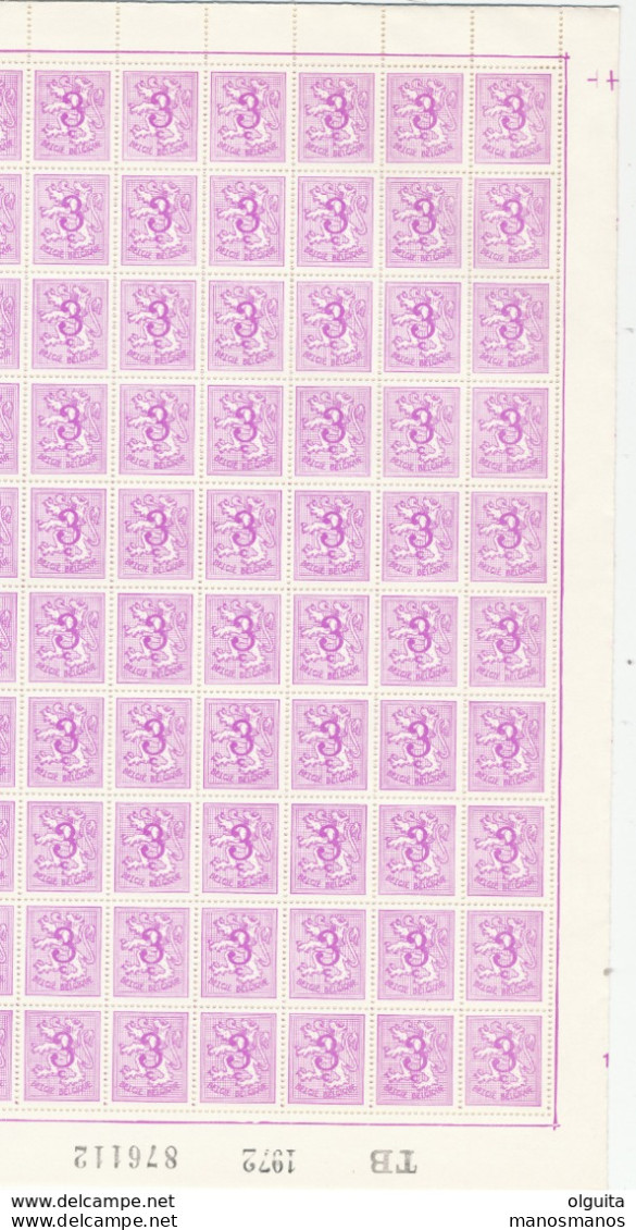 382/30 -- Lion Héraldique 3 C Papier Blanc 1026BP2 - Feuille Complète De 4 Panneaux = 400 Exemplaires. - 1951-1975 Heraldic Lion