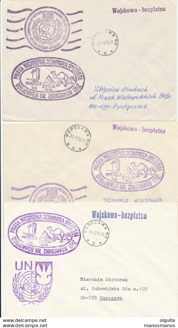 375/30 -- EGYPT UNO Polish Forces ( Blue Helmets) 1976  - Collection Of 57 Different Covers, All With EGYPTOLOGY Cancels - Brieven En Documenten