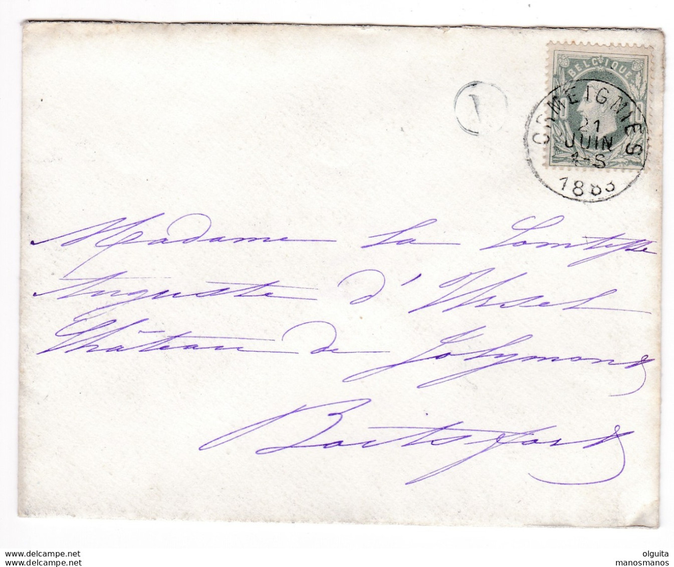 787 B/29 -- Enveloppe TP 30 ORMEIGNIES 1883 - Boite Rurale Du Chateau - TB Verso - Familes De Rouillé Et D' Ursel - Posta Rurale