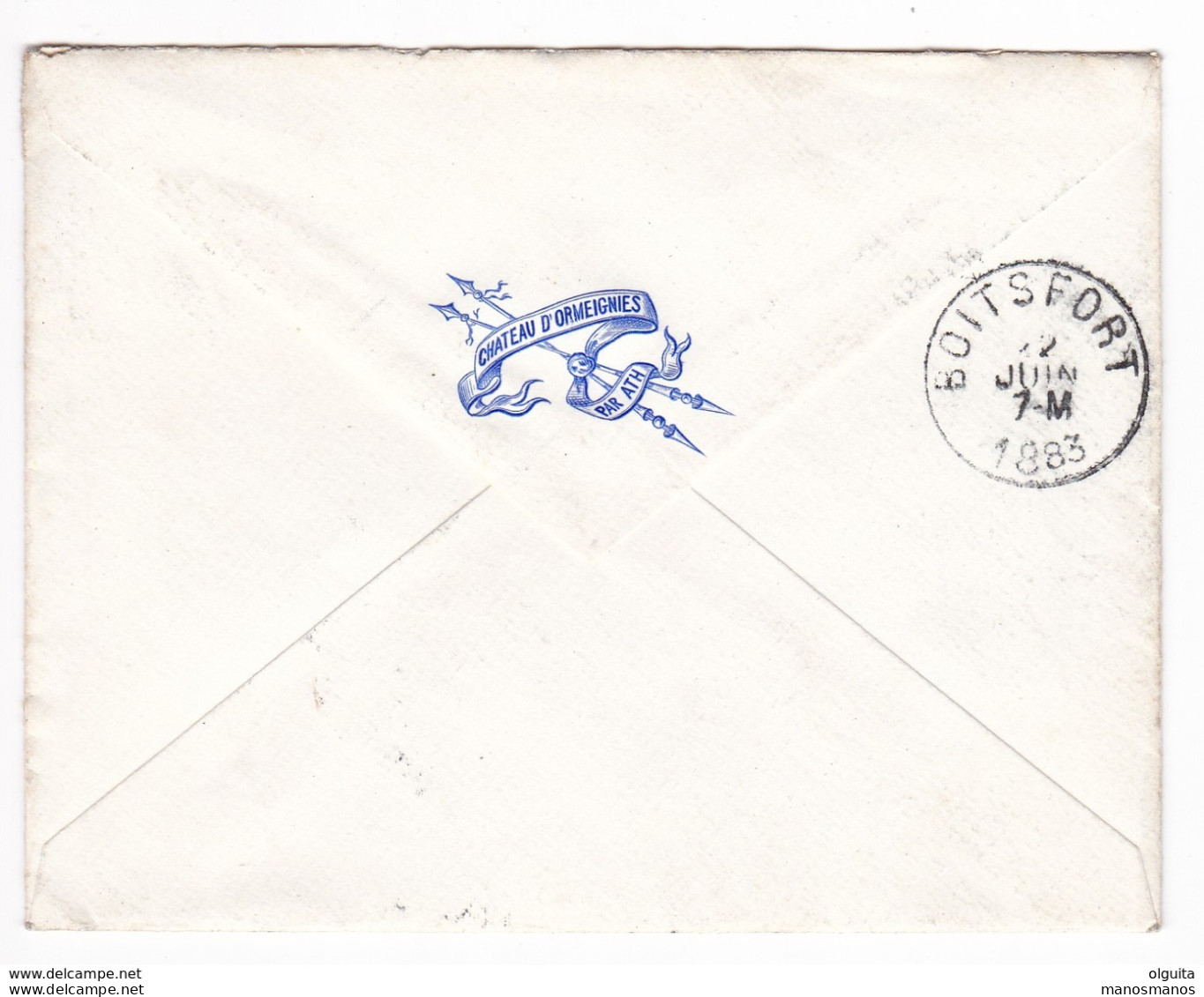 787 B/29 -- Enveloppe TP 30 ORMEIGNIES 1883 - Boite Rurale Du Chateau - TB Verso - Familes De Rouillé Et D' Ursel - Landpost (Ruralpost)