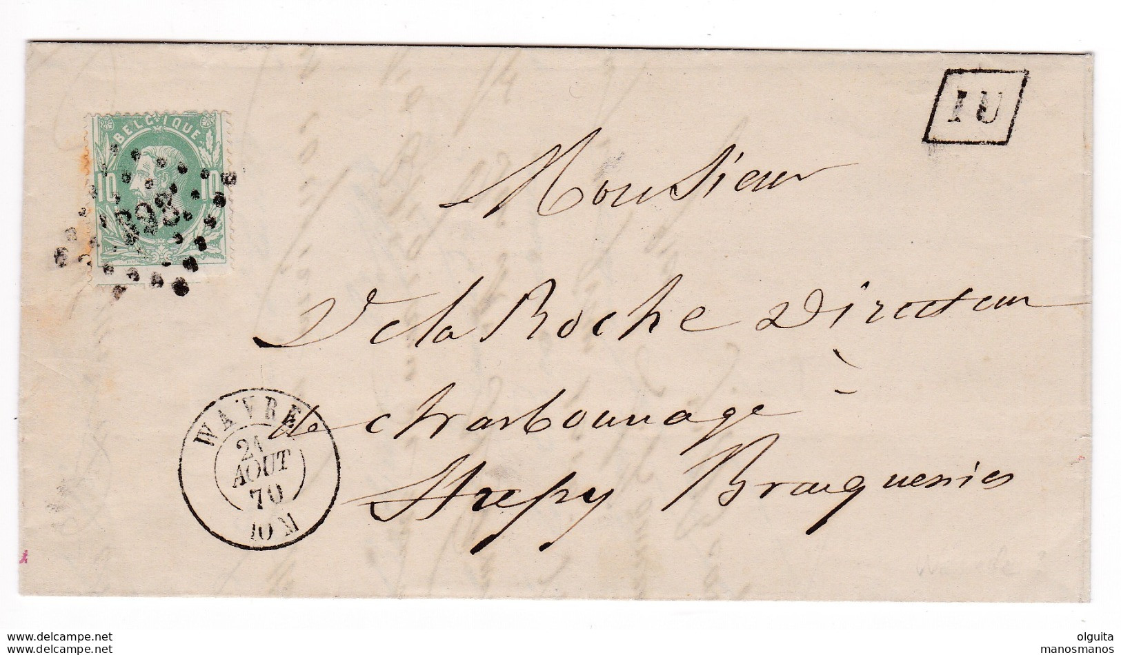 787/29 -- Lettre Avec Contenu TP 30 Points 393 WAVRE 1870 Vers STREPY - Boite Locale De Quartier IU - Poste Rurale