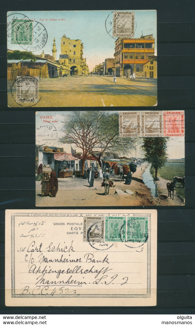 001/DDW - EGYPT Small Specialised Collection De La Rue 1914 On 26 Cards - 2/3 Colour Frankings, Hotels Cancels, Tax Due - 1915-1921 British Protectorate