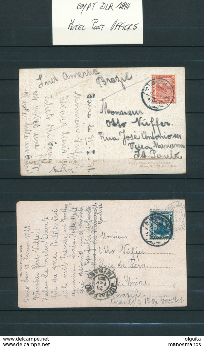001/DDW - EGYPT Small Specialised Collection De La Rue 1914 on 26 Cards - 2/3 Colour Frankings, Hotels Cancels, Tax Due