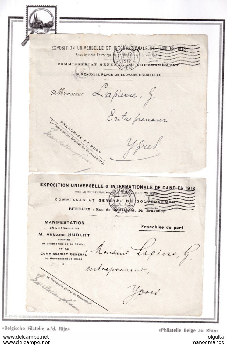 DDZ 696 - BELGIUM International Exhibition GAND 1913 - 2 X Devants De Lettre Entetes Différentes De L' EXPO De GAND 1913 - Other & Unclassified