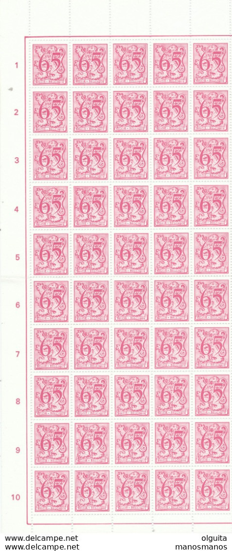 388A/30 -- Lion Héraldique 65 C 1971 - Feuille Complète De 100 Exemplaires. - 1977-1985 Figuras De Leones