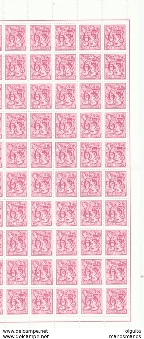 388A/30 -- Lion Héraldique 65 C 1971 - Feuille Complète De 100 Exemplaires. - 1977-1985 Figure On Lion