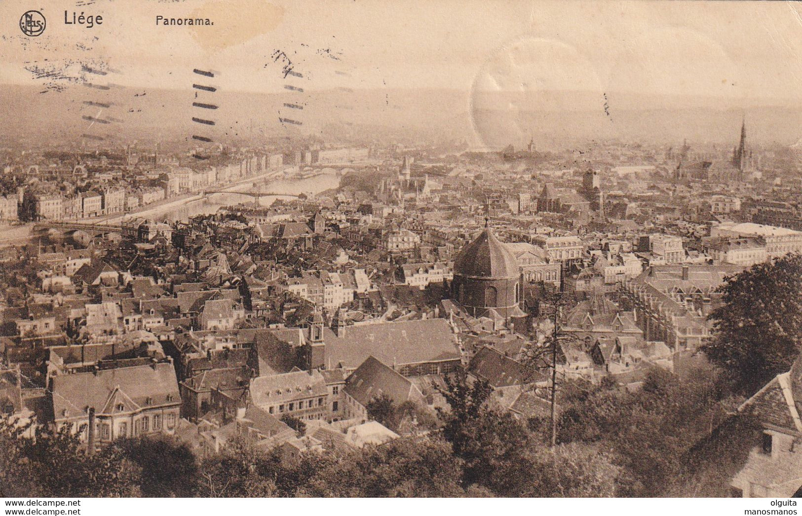 DDX 513 - INCOMING MAIL - Carte-Vue TP Pellens LIEGE 1912 Vers DIMA Via KINSHASA Congo Belge - Par LA PALLICE France - Brieven En Documenten