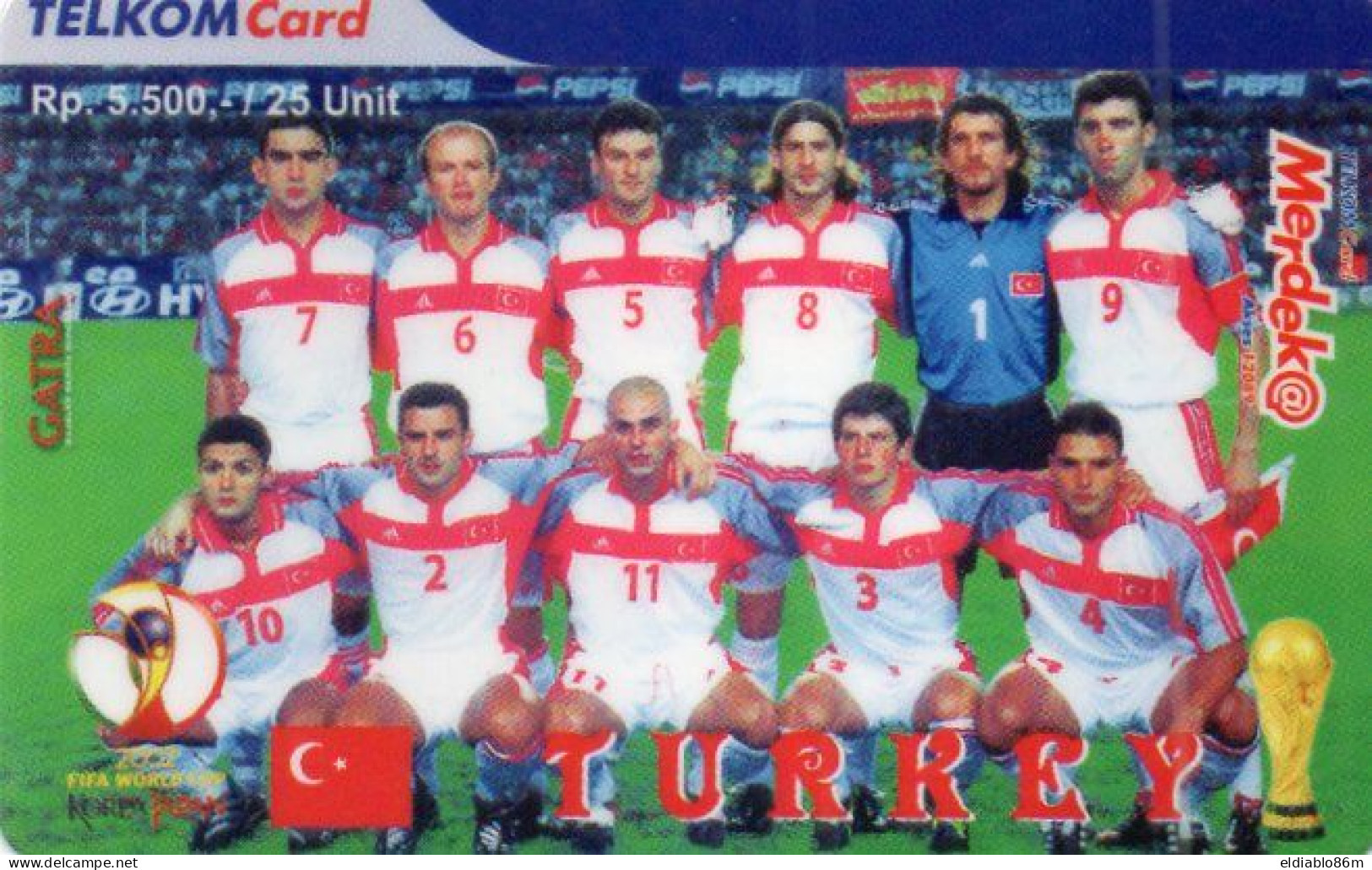 INDONESIA - PREPAID - WORLD CUP KOREA JAPAN 2002 - TURKEY TEAM - SOCCER FOOTBALL - MINT - Indonesia