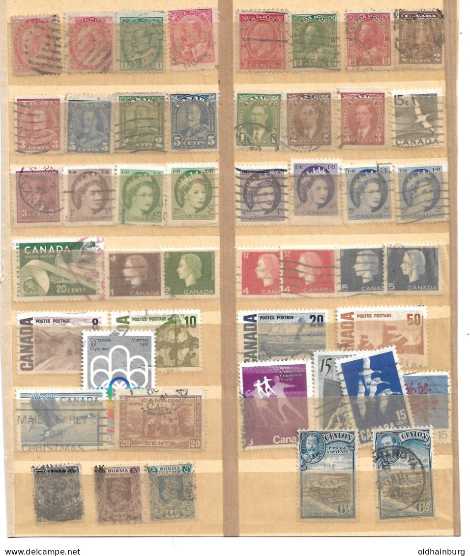 3255g: Steckkarte British Canada (+ Burma, +Ceylon) Gestempelt, Versand In Pergamintüte - Collections