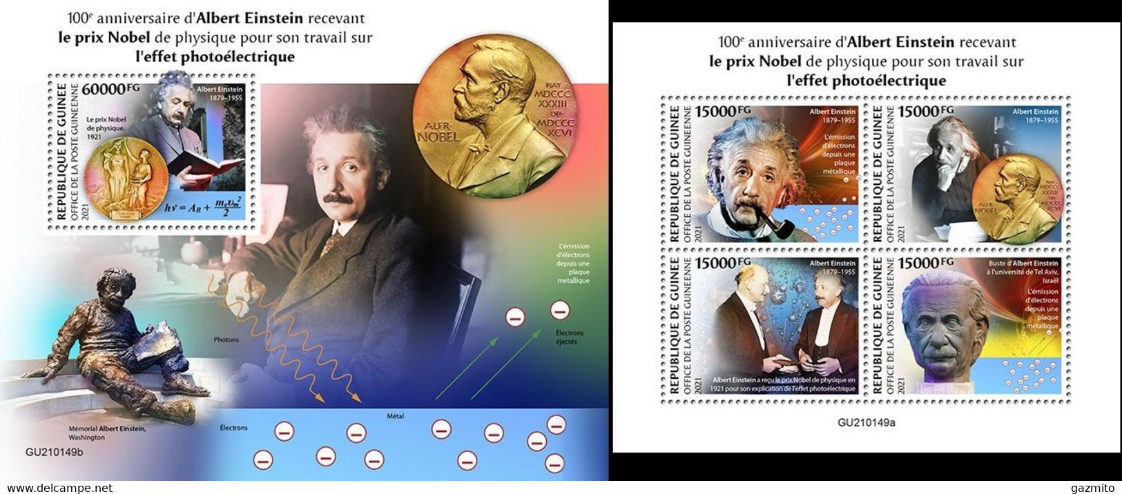 Guinea 2021, Einstein, 4val In BF +BF - Albert Einstein