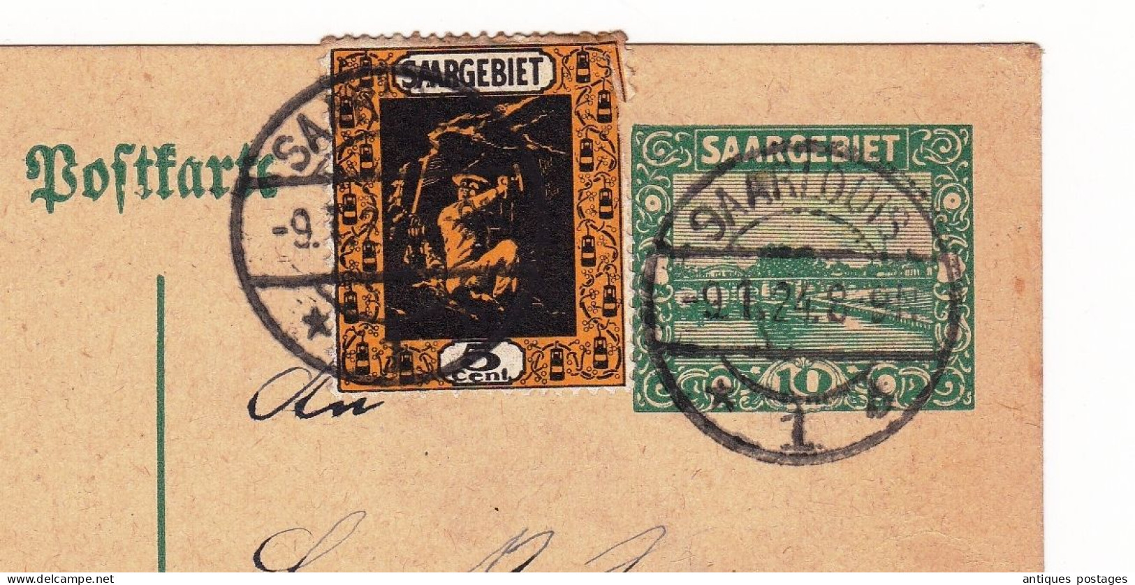 Postkart 1924 Sarrelouis Saarlouis Saargebiet Sarre Deutschland Saint-Avold Moselle Sankt Avold Lothringen - Postal Stationery