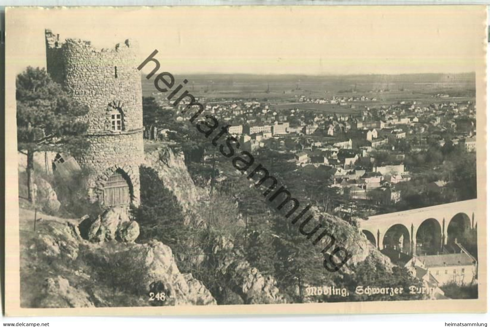 Mödling - Schwarzer Turm - Foto-Ansichtskarte - Verlag Deutscher Schulverein Südmark Wien 1938 - Mödling